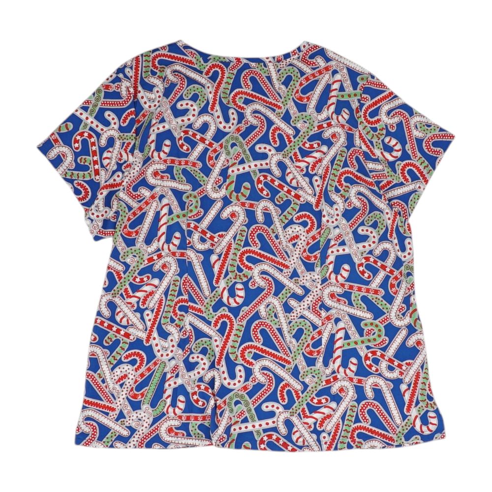 Blue Graphic Scrub Top
