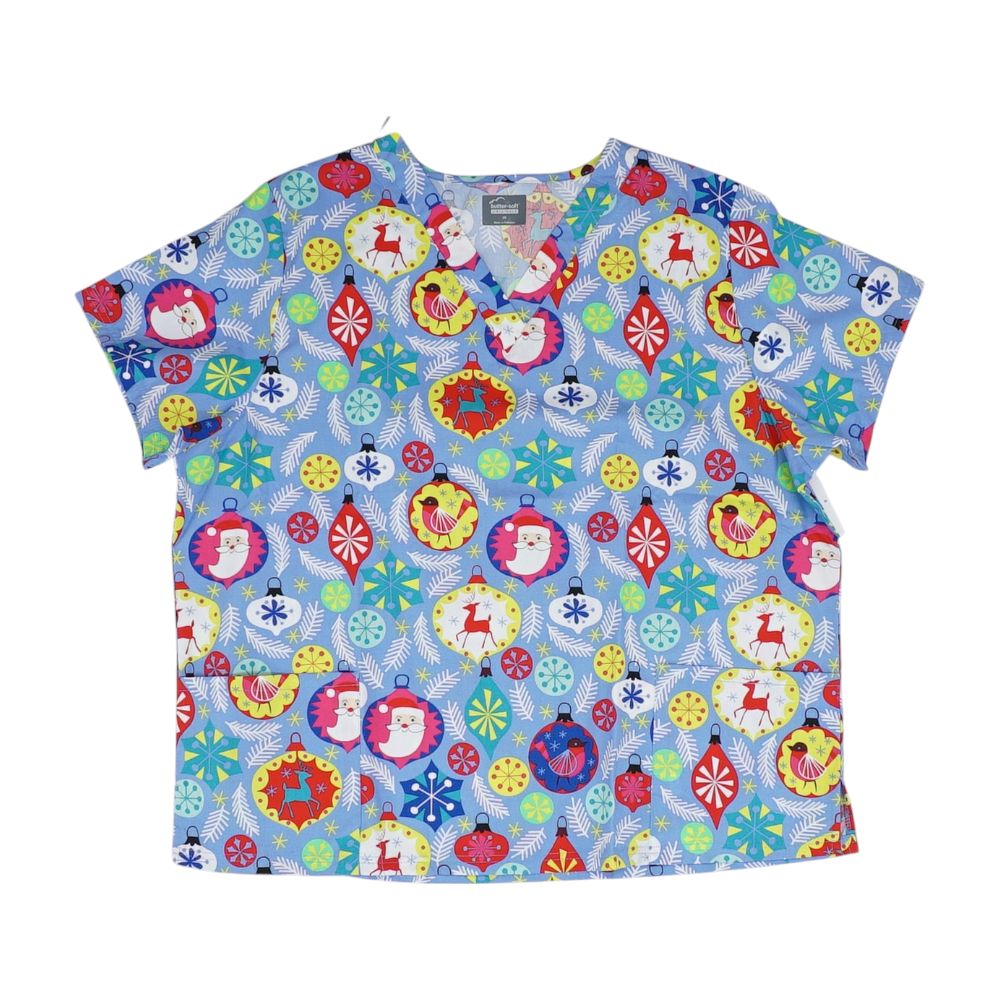 Blue Graphic Scrub Top