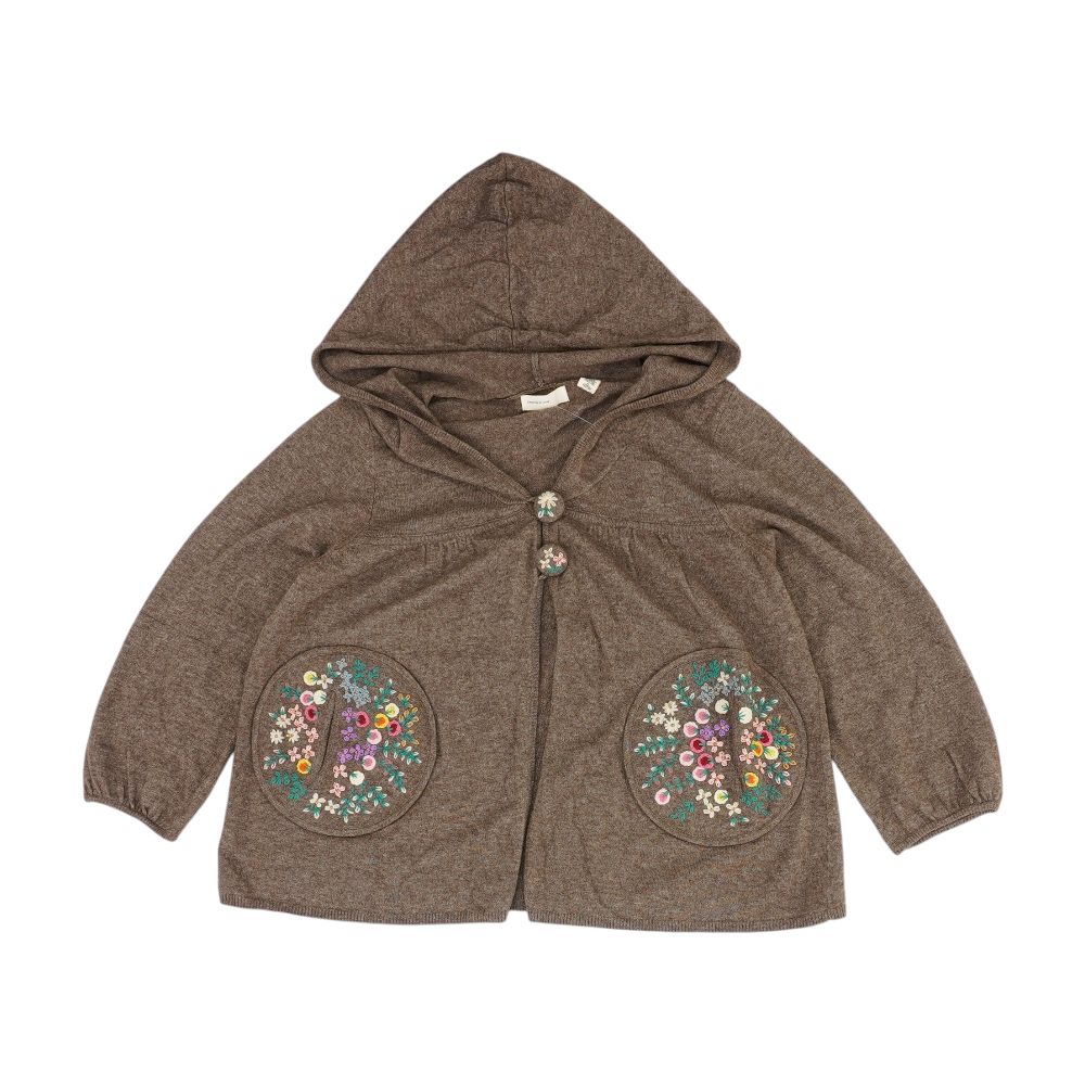 Brown Embroidery Detail Cardigan Sweater