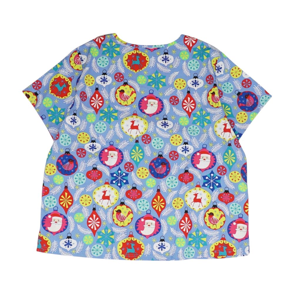 Blue Graphic Scrub Top