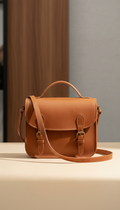 Camel Leather Crossbody Satchel