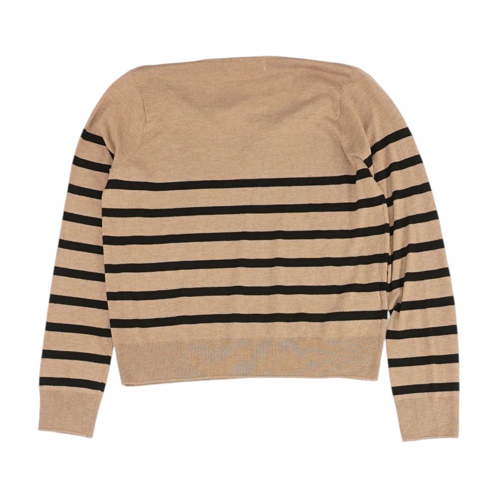 Brown Striped V-Neck Sweater