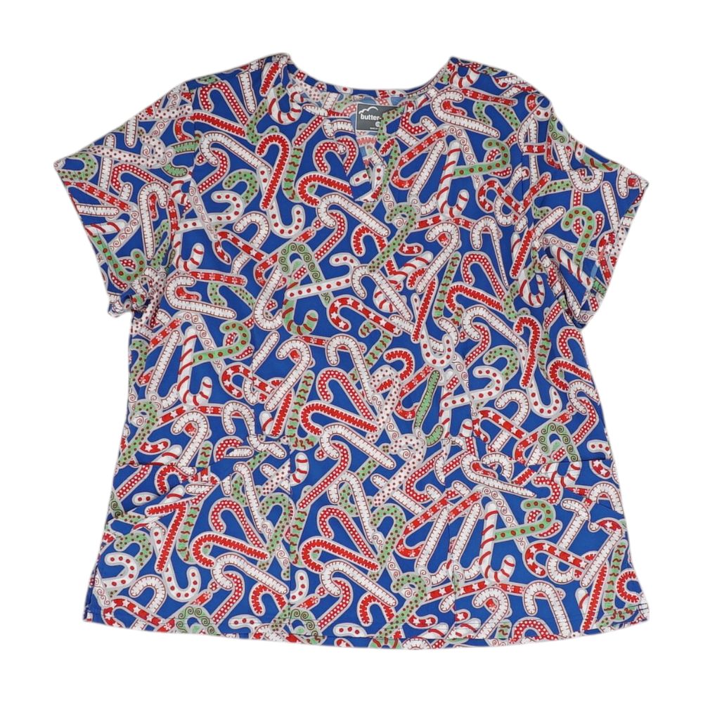 Blue Graphic Scrub Top