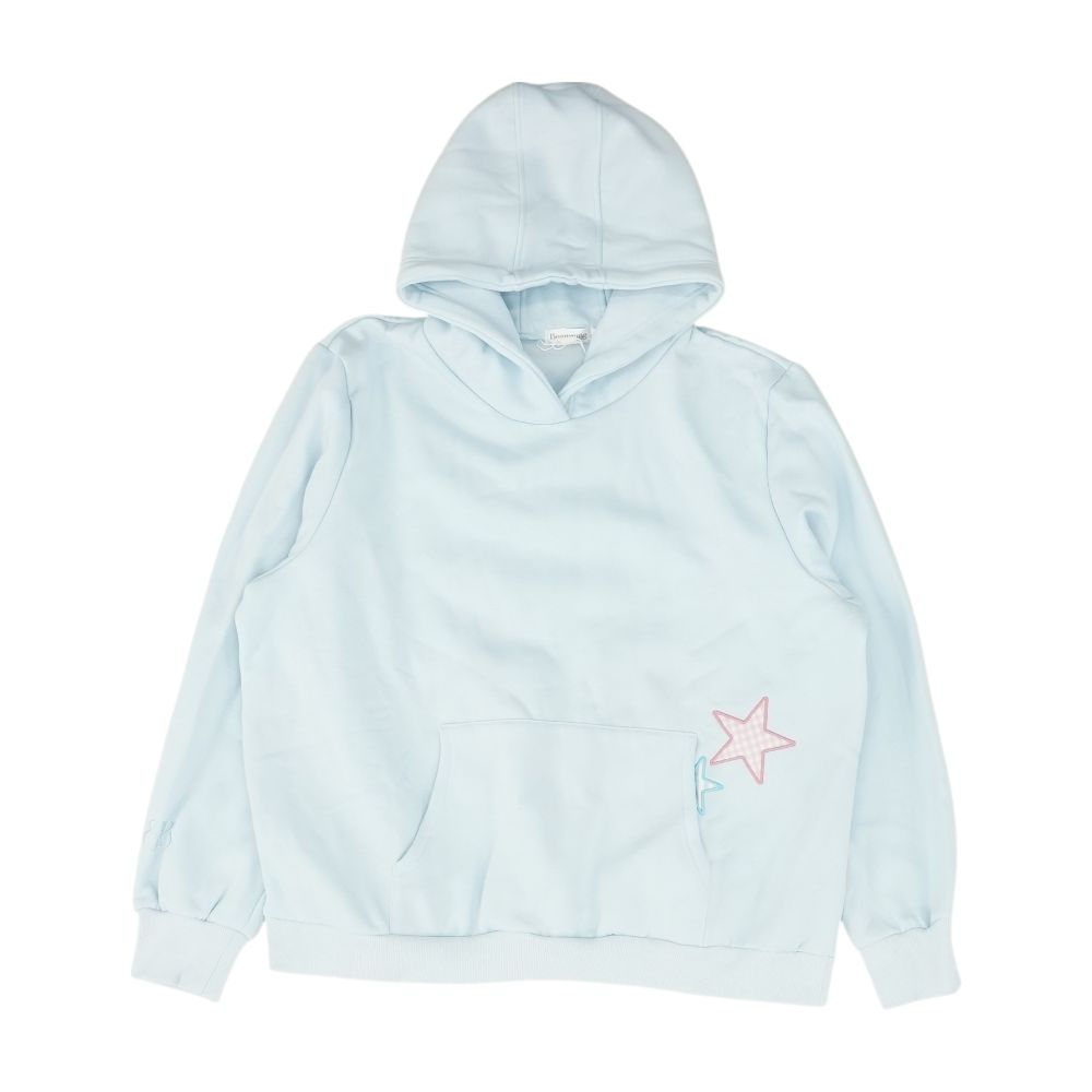 Blue Embroidery Detail Hoodie
